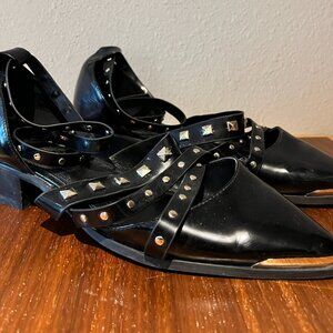 ✨ ASOS Black Patent Studded Flats – Size 11